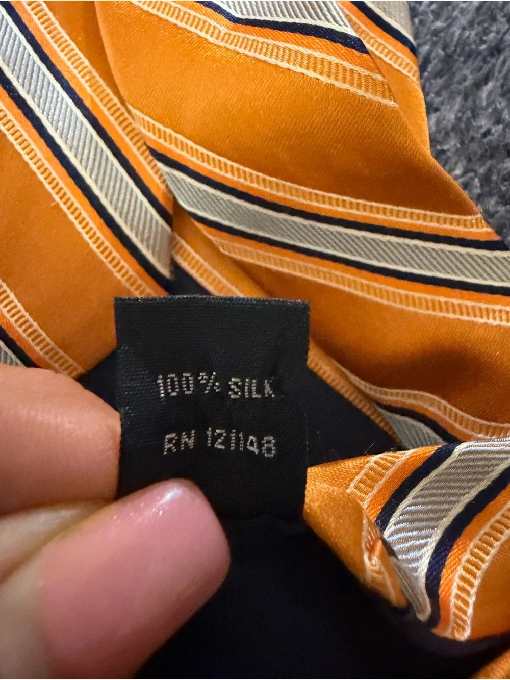 IZOD Men's Orange Striped 100% Silk Necktie